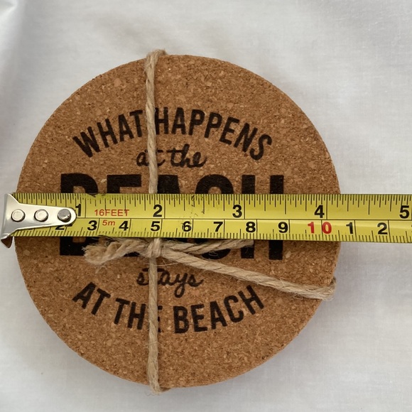Swoozies Cork Coaster set of 4 “What Happens at The Beach Stays at The Beach NEW - Picture 5 of 13
